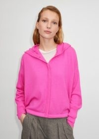 ME and EM Icon Cashmere Crop Box Hoody in Ultra Pink ~ women’s zip up hoodies ~ womens bright hooded tops