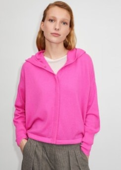 ME and EM Icon Cashmere Crop Box Hoody in Ultra Pink ~ women’s zip up hoodies ~ womens bright hooded tops