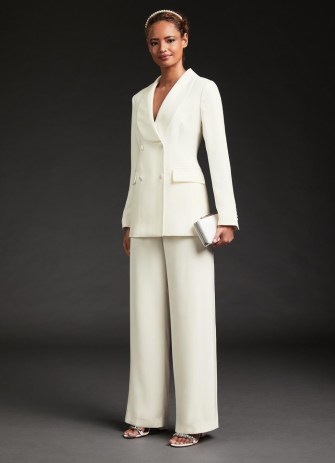 L.K. BENNETT Iris Ivory Crepe Bridal Tuxedo Trousers ~ brides trouser suits