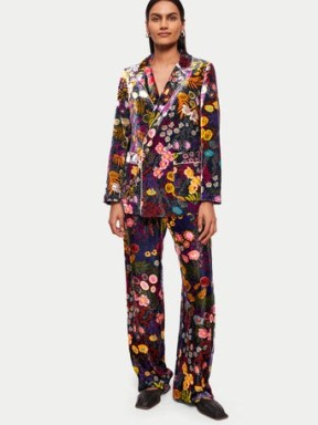 JIGSAW Midnight Garden Silk Velvet Trouser / silky floral trousers / women’s luxe fashion - flipped