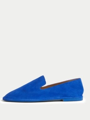 Jigsaw Elie Soft Suede Loafer in Blue | women’s minimalist loafers - flipped