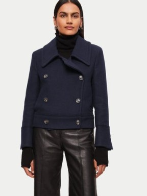 JIGSAW Modern Twill Pea Coat Navy – womens cropped dark blue coats