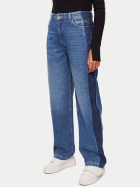 Jigsaw Shadow Stripe Tailored Jean in Mid Blue | women’s tonal side striped jeans | casual denim clorhes - flipped