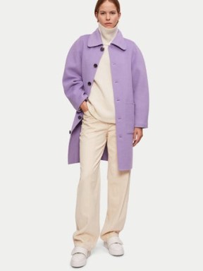 JIGSAW Double Faced Collar Coat in Lilac ~ women’s light purple collared coats - flipped