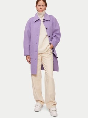 JIGSAW Double Faced Collar Coat in Lilac ~ women’s light purple collared coats