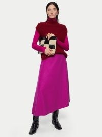 JIGSAW Asymmetric Flannel Skirt in Pink ~ womens vibrant asymmetrical hemline skirts
