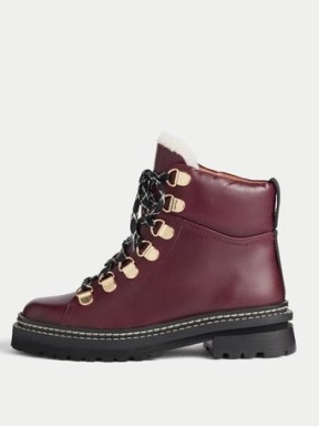 JIGSAW Otley Leather Trek Boot ~ women’s dark red walking boots - flipped