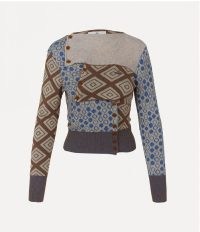 Vivienne Westwood LAST PATCHED CARDI Multi Brown / Blue ~ patchwork cardigans ~ mixed print cardigan