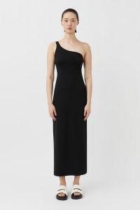 C&M CAMILLA AND MARC Luciano Asymmetrical Jersey Maxi Dress in Black ~ one shoulder dresses ~ asymmetric neckline fashion