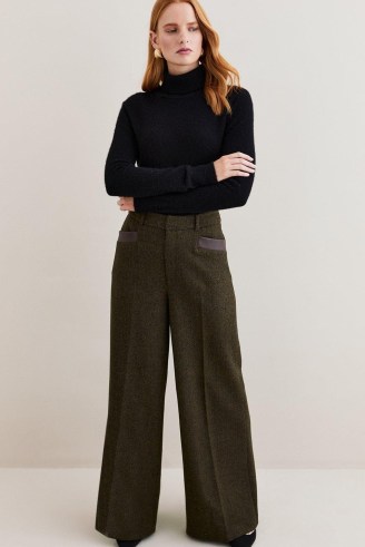Lydia Millen Heritage Tweed Wide Leg Trousers Dark Green | chic vintage style fashion | retro look clothing - flipped