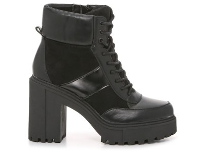 MADDEN GIRL ROGUE BOOTIE in BLACK ~ chunky block heel lace up boots ~ women’s combat style booties - flipped