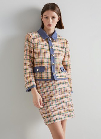 L.K. Bennett Marguerite Multi-Coloured Tweed and Denim Jacket | chic textured jackets - flipped