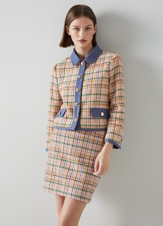 L.K. Bennett Marguerite Multi-Coloured Tweed and Denim Jacket | chic textured jackets