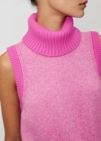 ME and EM Merino Cashmere Mouliné Vest + Snood in Ultra Pink/Oatmeal ~ womens detachable high neck vests ~ chic knitted tanks ~ women’s sleeveless sweaters ~ tank tops