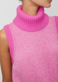 ME and EM Merino Cashmere Mouliné Vest + Snood in Ultra Pink/Oatmeal ~ womens detachable high neck vests ~ chic knitted tanks ~ women’s sleeveless sweaters ~ tank tops