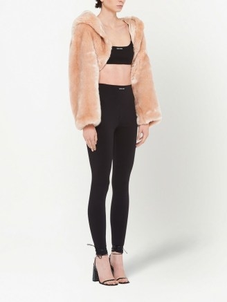 Miu Miu Aspen hooded cropped jacket in blush pink – plush crop hem jackets – luxe fake fur outerwear - flipped