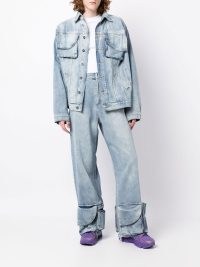 Natasha Zinko pocket-hem cargo jeans light blue ~ casual unisex denim fashion