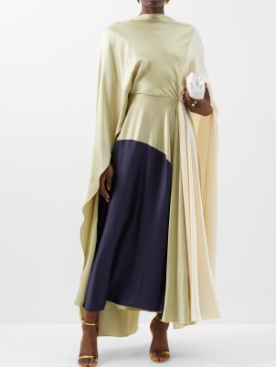 ROKSANDA Andromeda colour-block silk-satin gown in cream ~ cape inspired gowns ~ fluid colourblock maxi dresses ~ chic occasion clothes