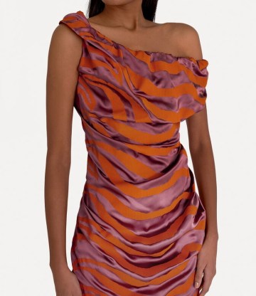 Vivienne Westwood NEW GINNIE PENCIL DRESS in Winetasting Tiger ~ luxe silk blend animal print dresses ~ asymmetric fashion ~ off shoulder ~ sustainable designer fashion