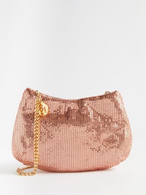 ROSANTICA Alba chainmail shoulder bag in pink / glittering chain mail occasion bags - flipped
