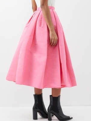 ALEXANDER MCQUEEN High-rise pleated faille midi skirt in pink – womnes full skirts - flipped