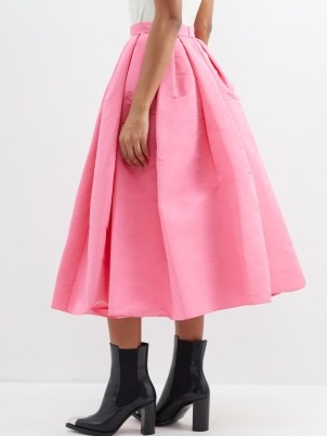 ALEXANDER MCQUEEN High-rise pleated faille midi skirt in pink – womnes full skirts