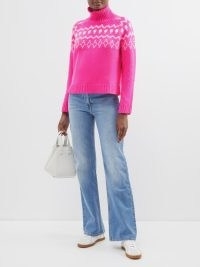 LISA YANG Nina roll-neck cashmere sweater in pink ~ womens vibrant sweaters