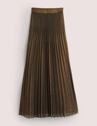 Boden Pleated Party Maxi Skirt in Metallic Foil | long length occasion skirts