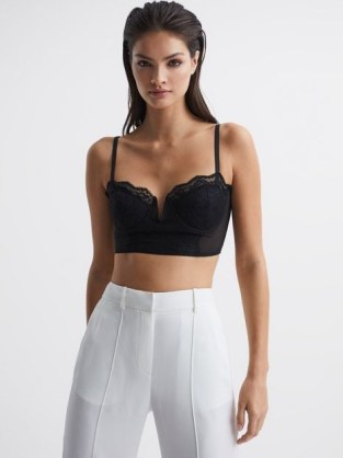 REISS MILLIE LACE CROPPED CORSET BLACK – lingerie inspired crop tops