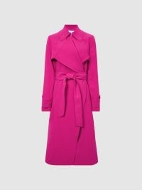REISS EDEN TRENCH COAT PINK ~ vibrant tie waist coats