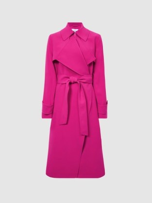 REISS EDEN TRENCH COAT PINK ~ vibrant tie waist coats