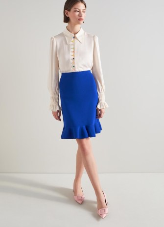 L.K. Bennett Rosa Blue Knit Peplum Skirt | ruffle hem skirts - flipped