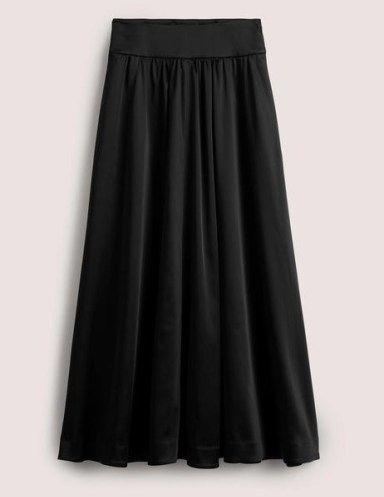 Boden Satin Party Maxi Skirt in Black | womens long length evening skirts | occasion wardrobe staples - flipped