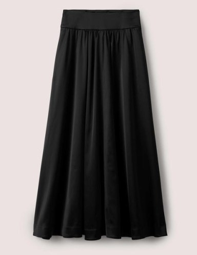 Boden Satin Party Maxi Skirt in Black | womens long length evening skirts | occasion wardrobe staples