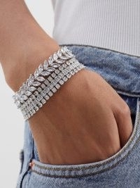 FALLON Cubic zirconia & rhodium-plated bracelet / glamorous statement bracelets / women’s chunky fashion jewellery
