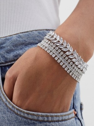 FALLON Cubic zirconia & rhodium-plated bracelet / glamorous statement bracelets / women’s chunky fashion jewellery - flipped
