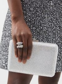 JUDITH LEIBER Slim Slide crystal-embellished clutch bag in silver – metallic occasion bags
