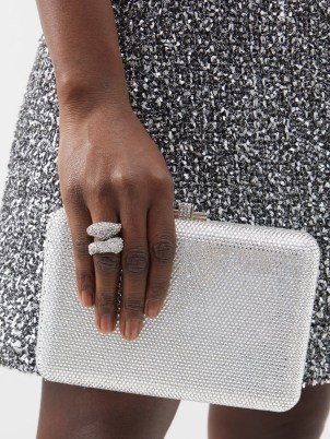 JUDITH LEIBER Slim Slide crystal-embellished clutch bag in silver – metallic occasion bags