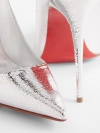 CHRISTIAN LOUBOUTIN So Kate 100 crinkled metallic-leather pumps in silver ~ luxe shiny courts ~ crinkle effect court shoes ~ high occasion stiletto heels