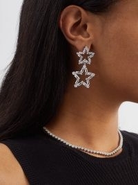 FALLON Star crystal earrings in silver tone / statement drops / evening jewellery with crystals / stars