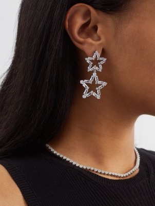 FALLON Star crystal earrings in silver tone / statement drops / evening jewellery with crystals / stars