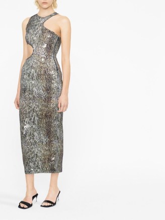 Stella McCartney sequin-embellished cut-out dress – sleeveless sequinned party dresses – sparkly cutout evening fashion