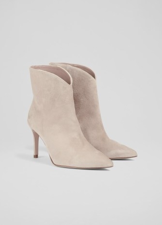 L.K. BENNETT Taytum Desert Suede Pull-On Ankle Boots ~ womens luxe point toe booties - flipped