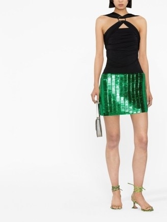 The Attico crystal-embellished fitted skirt in green – glamorous short length evening skirts - flipped