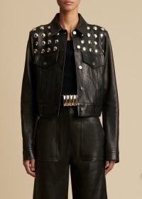 KHAITE THE RIZZO JACKET in Black Leather with Studs ~ womne’s luxe studded jackets