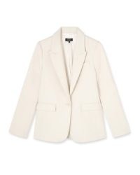 ME and EM Tux Longline Blazer in Pearl ~ women’s off white single button closure blazers ~ womens smart sustainable jackets