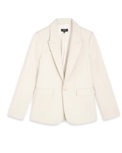 ME and EM Tux Longline Blazer in Pearl ~ women’s off white single button closure blazers ~ womens smart sustainable jackets - flipped