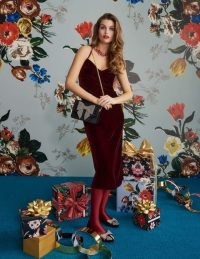 Boden Velvet Slip Dress in Ruby Ring | dark red cami strap dresses | skinny shoulder straps | womens plush evening fashion