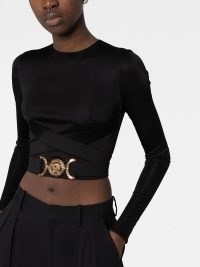 Versace Medusa cropped top in black – designer long sleeved crop tops