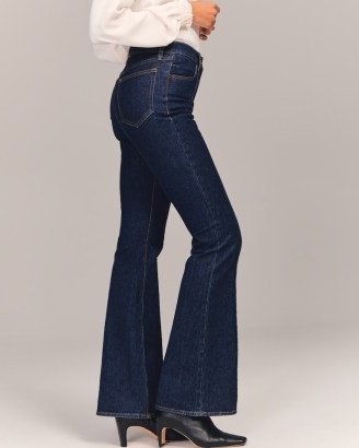 Abercrombie & Fitch High Rise Vintage Flare Jean in Super Dark | women’s blue denim flares | womens 70s style jeans